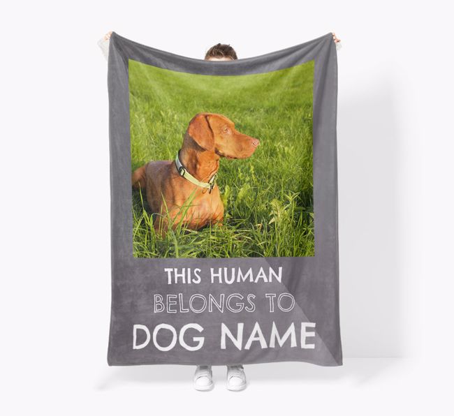 'This Human Belongs to...'  - {breedFullName} Photo Blanket: Premium Sherpa Fleece